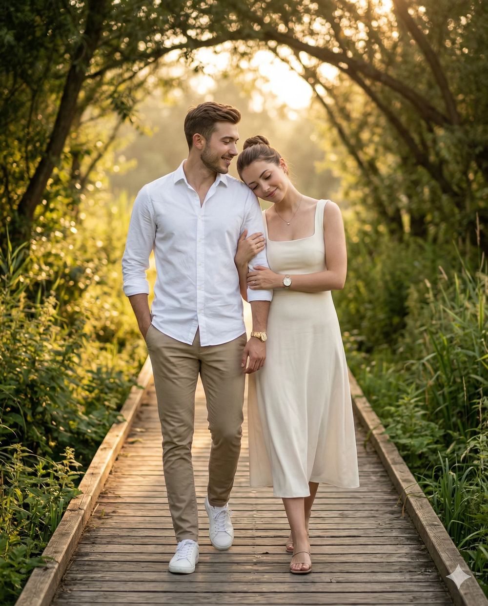 Couple walking together in nature