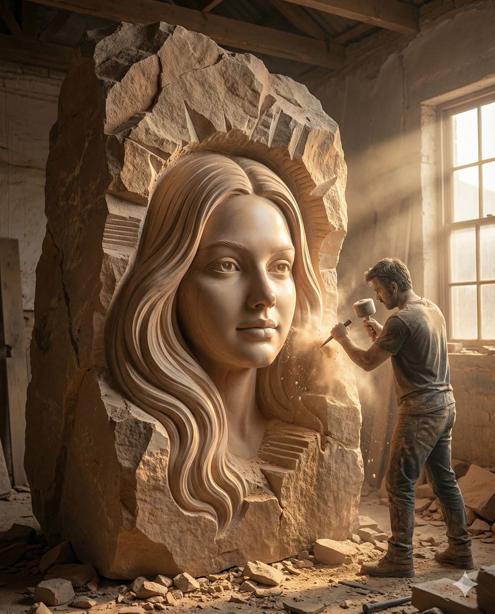 Stone sculpture art portrait