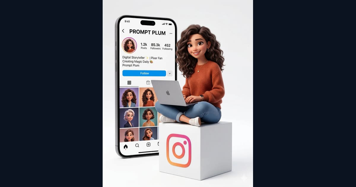 Pixar-Style Instagram Creator Prompt AI Image Prompt Result