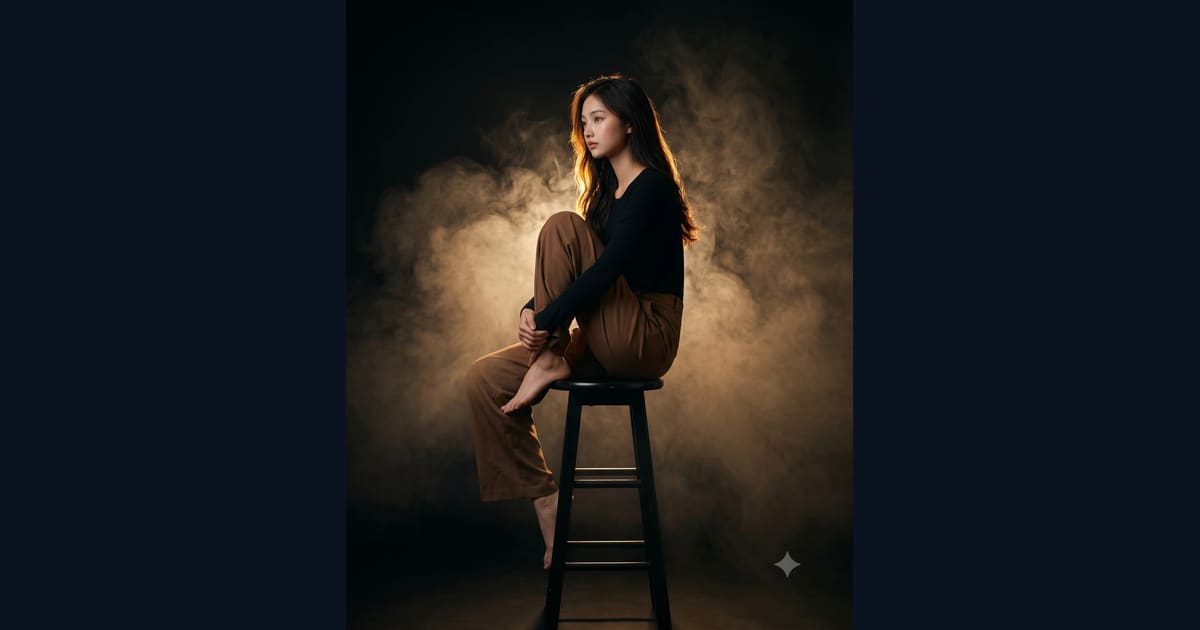 Atmospheric Smoke Swirl Studio Portrait AI Image Prompt Result