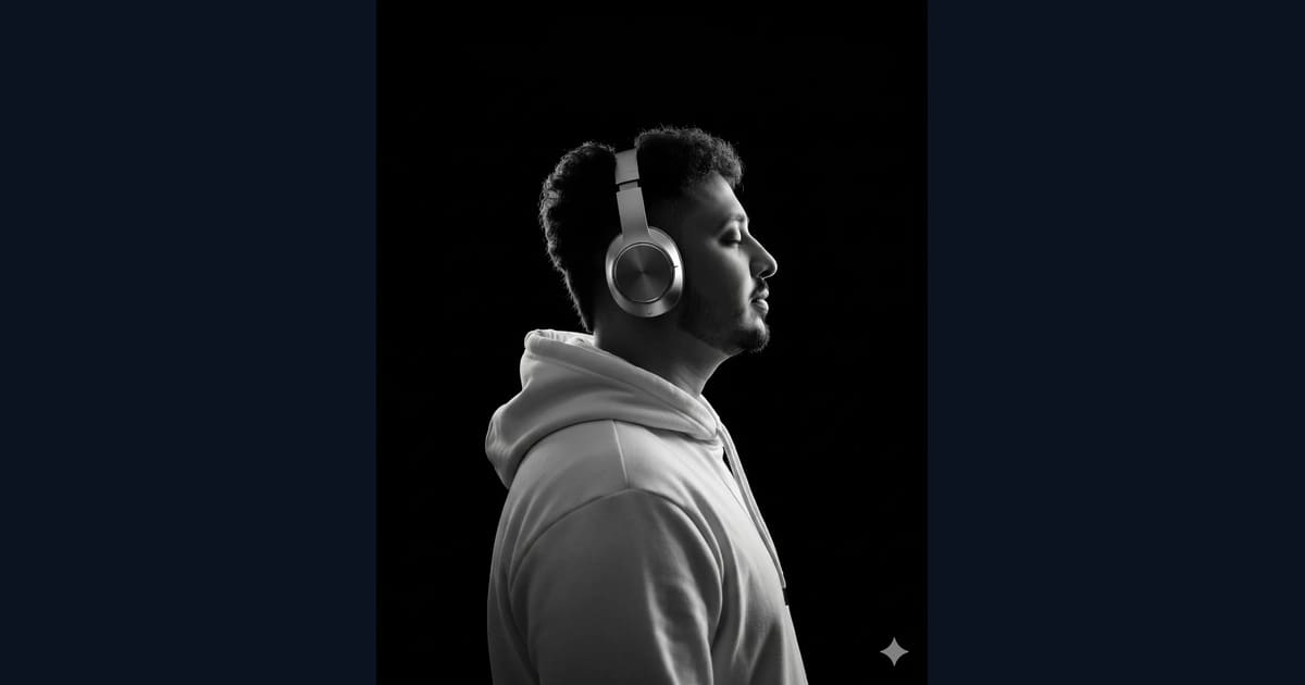 Monochrome Profile Picture Prompt Man With Headphones AI Image Prompt Result