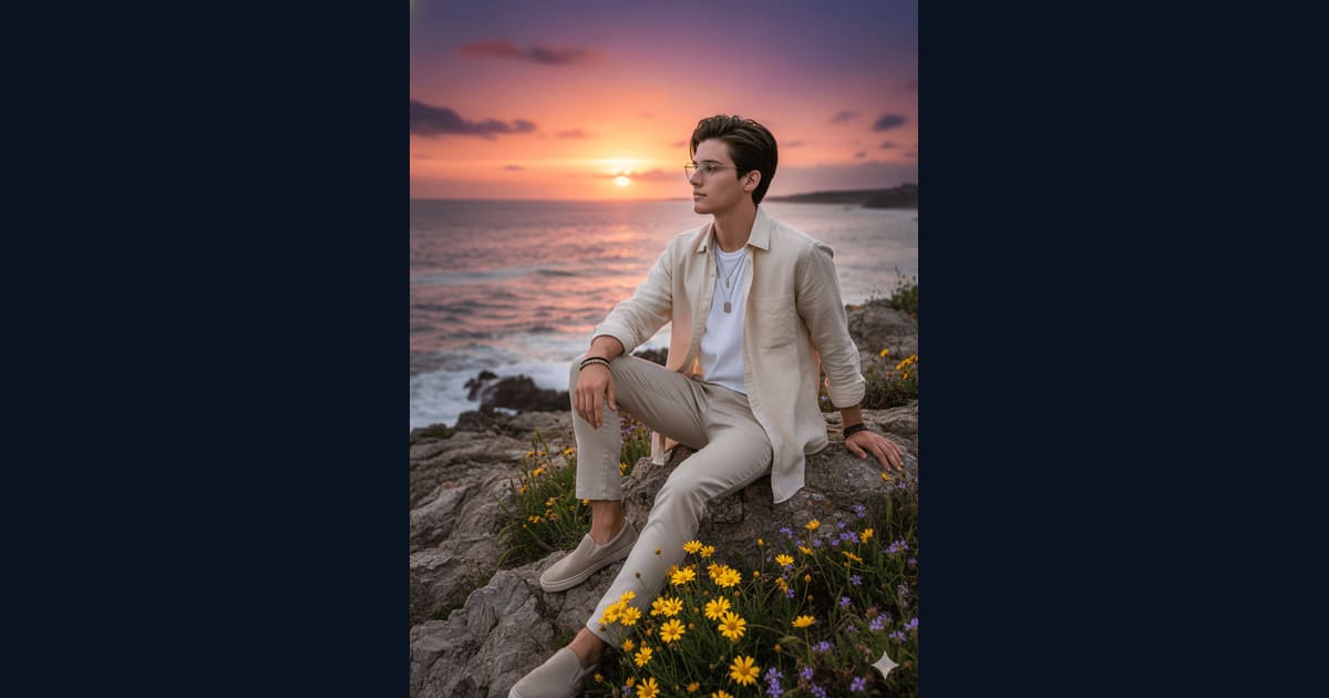 Violet Skies & Ocean Eyes AI Image Prompt Result