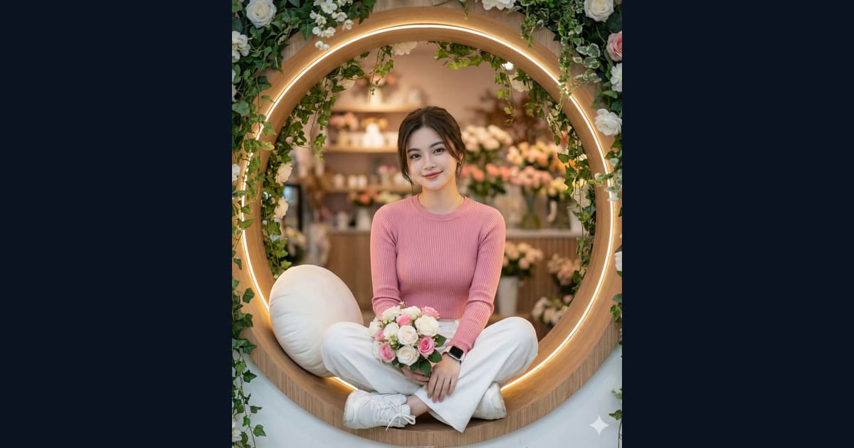 A Soft Smile in Pink AI Image Prompt Result