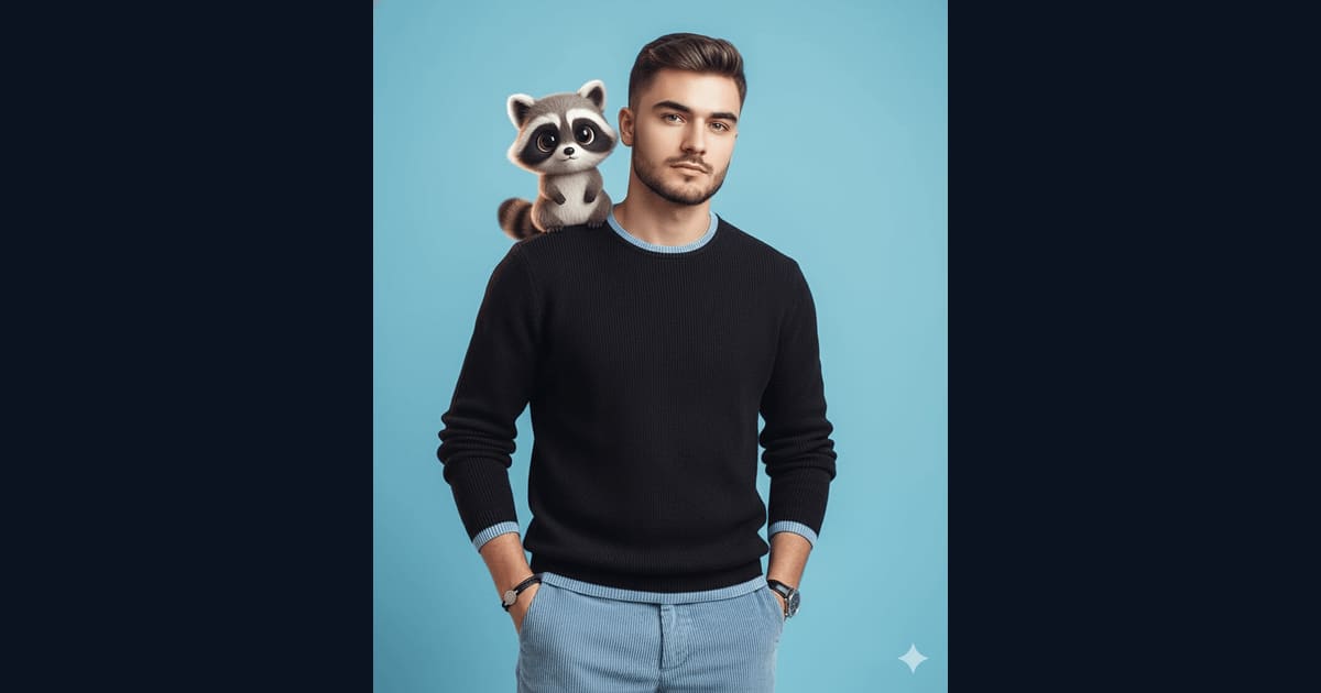 A Man and His Raccoon Companion AI Image Prompt Result