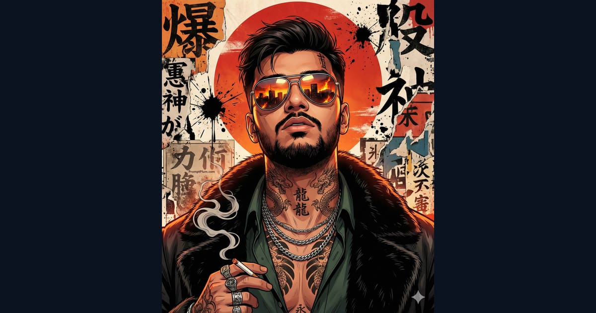 Yakuza Gangster Art: Dragon Tattoos & Grunge Style (AI Image Prompt) AI Image Prompt Result