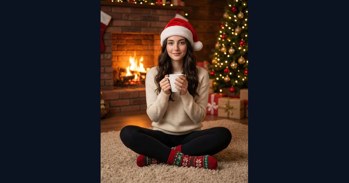 Fireplace Glow & Cocoa to Go AI Image Prompt Result