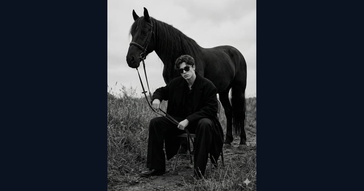 Black and White Horse Photography AI Image Prompt Result