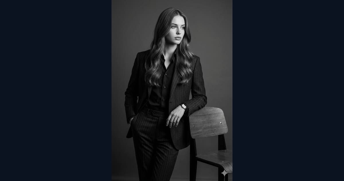Models Posing with Chair in B&W AI Image Prompt Result