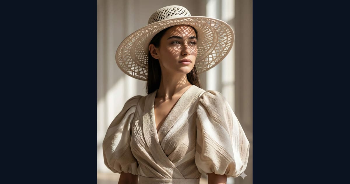 Straw Hat and Puff Sleeves AI Image Prompt Result