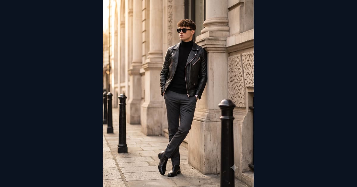 Boy in Black Leather Jacket AI Image Prompt Result