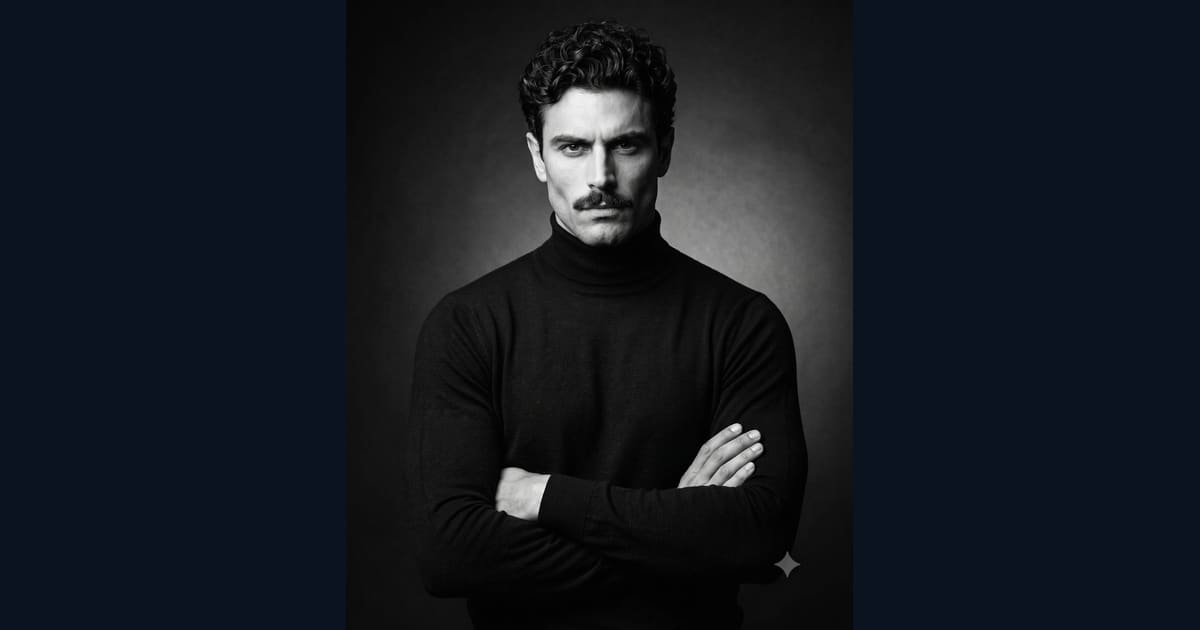 Moody Black and White Studio Photography Prompt for Men AI Image Prompt Result