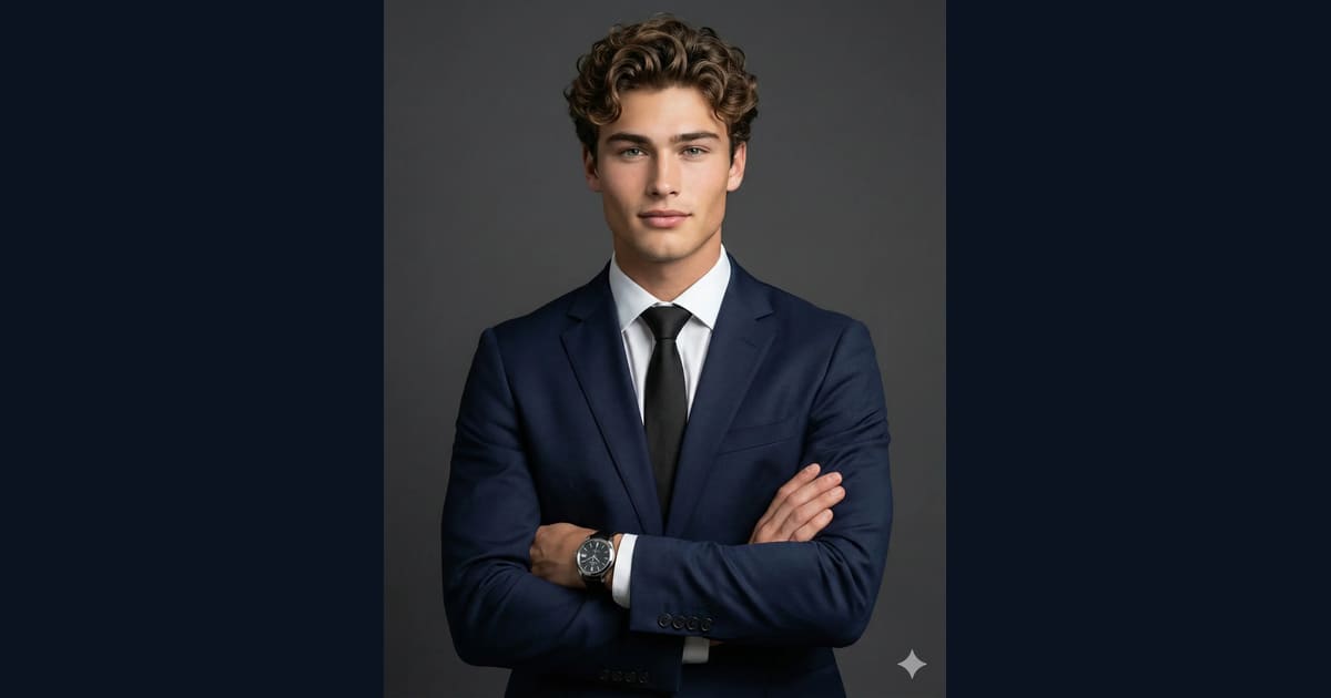 Confident Businessman with Arms Folded – Studio Shot AI Image Prompt Result