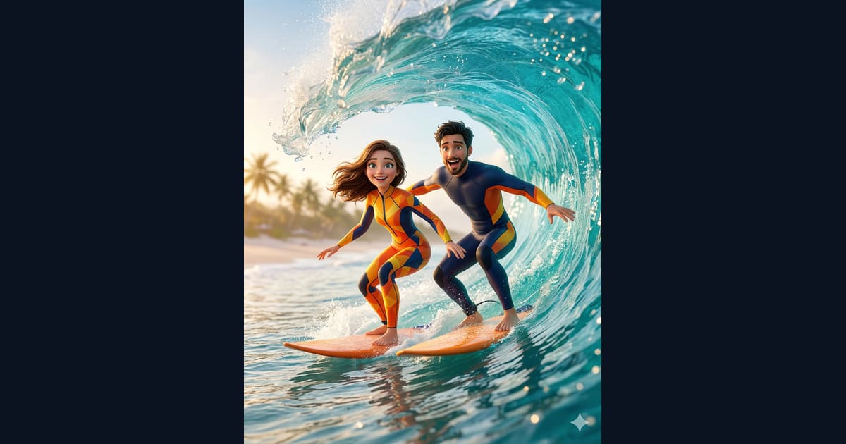 Cartoon Surfers Prompt AI Image Prompt Result