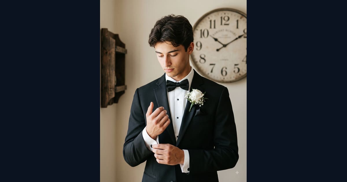 Groom Tuxedo Boutonniere Portrait AI Image Prompt Result