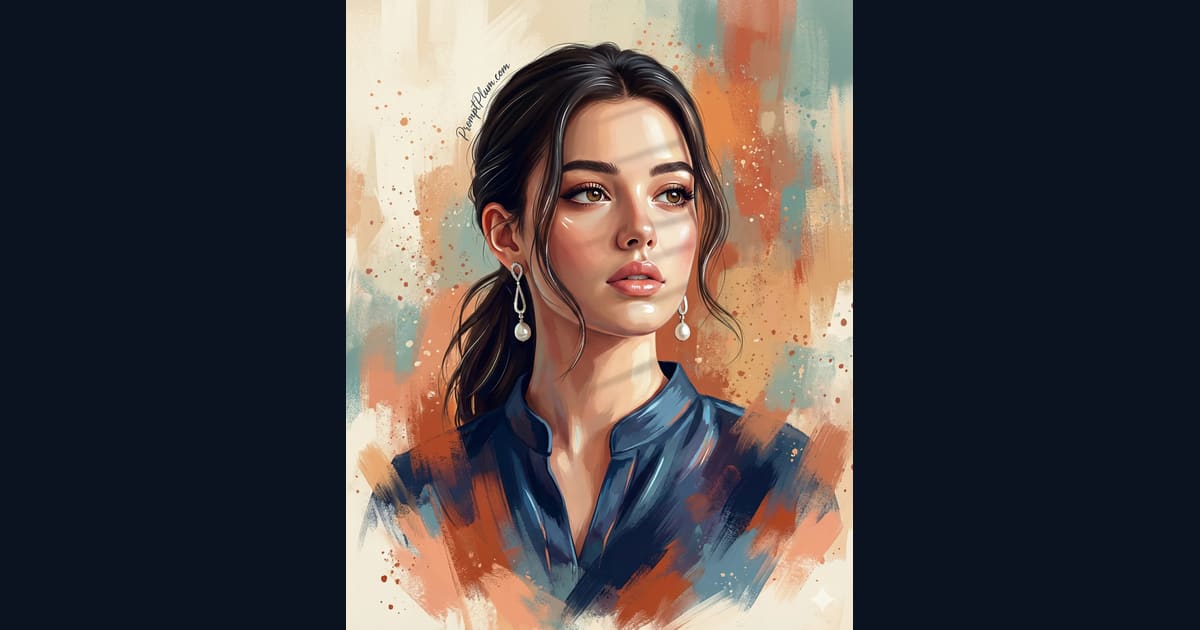 Elegant Woman Digital Portrait Illustration AI Image Prompt Result