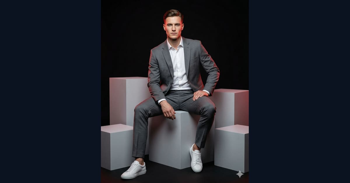 Smart Casual Grey Suit & Sunglasses Style AI Image Prompt Result