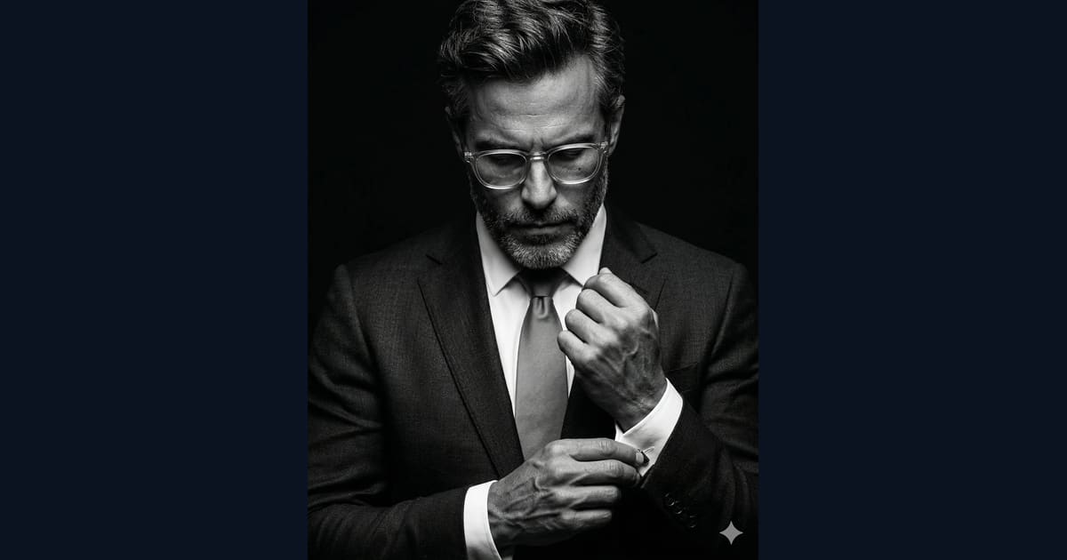 Executive Adjusting Cufflinks in Bespoke Suit AI Image Prompt Result