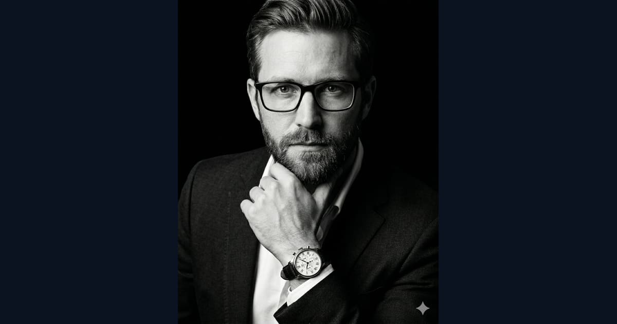 High-Contrast Corporate Noir Male Portrait AI Image Prompt Result