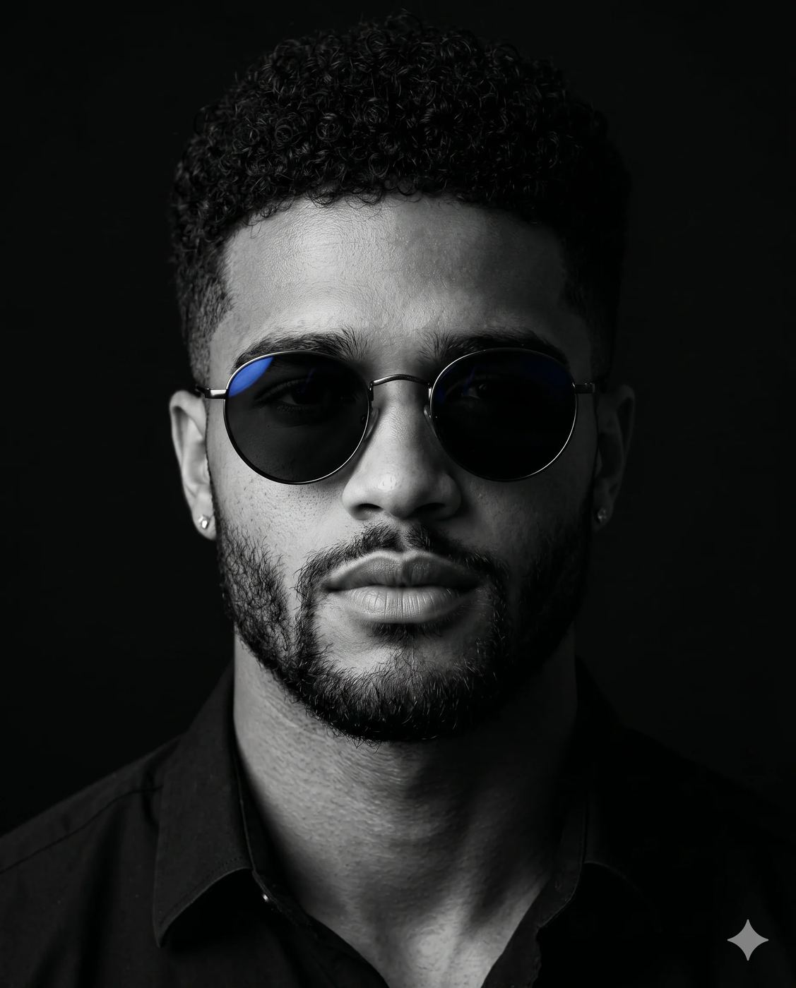 Cinematic Monochrome Man Portrait AI Photo Editing Prompt.