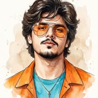 Watercolor Portrait of Man with Orange Aviators