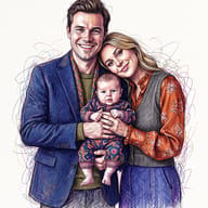 Colorful Scribble Art Family Portrait