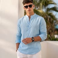 mens-fashion-linen-shirt-white-wall-portrait-ai-prompt-by-promptplum-5