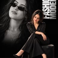 ChatGPT Photo Prompt: Dramatic fashion poster with vertical typography and a double exposure effect of a seated woman over a monochrome portrait.