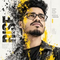 ChatGPT Image Prompt: Editorial portrait poster of a man with black-rimmed glasses blending with vibrant yellow watercolor strokes and dark ink particle dispersion.