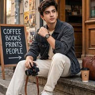 Boy with DSLR camera aesthetic photoshoot prompt