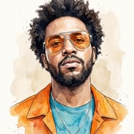 Man with Orange Glasses Watercolor Portrait