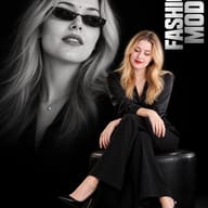 AI generated Cinematic magazine-style illustration blending a color portrait of a seated woman with a double exposure black-and-white face.