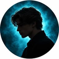 ChatGPT AI Prompt: Moody backlit silhouette of a young man with a sharp jawline and stylish hair in a circular DP layout.