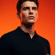 Cinematic Male on Orange Background Portrait AI Photo Editing Prompt