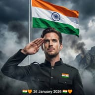 Gemini AI Generated Image of a man salutes the Indian flag amidst smoky peaks, celebrating a cinematic Republic Day 2026.