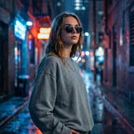 Result 2 for Neon Rain AI Photo Editing Prompt