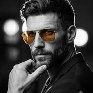 Gemini AI Prompt for Monochrome Male Portrait with Amber Lenses.