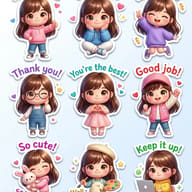 Result 2 for Chibi Girl Expression Pack AI Photo Editing Prompt