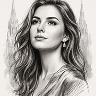 AI Photo Prompt: Realistic charcoal art picture of a woman with a single gemstone earring and luminous white paper grain.