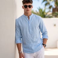 mens-fashion-linen-shirt-white-wall-portrait-ai-prompt-by-promptplum-6
