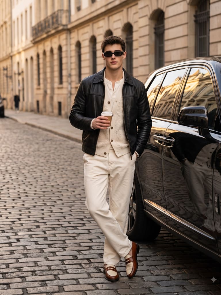 Cinematic Street Style Portrait on Cobblestones Portrait (Variation 2)