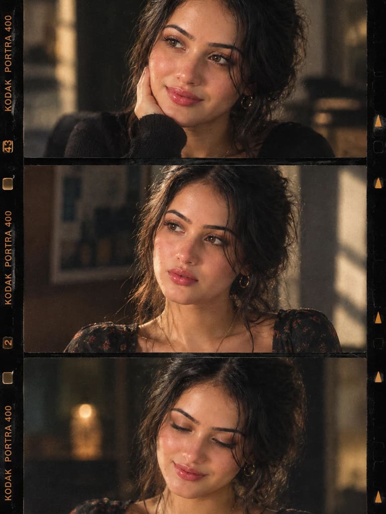 Cinematic 3 Frame Film Strip Sequence Portrait (Variation 2)