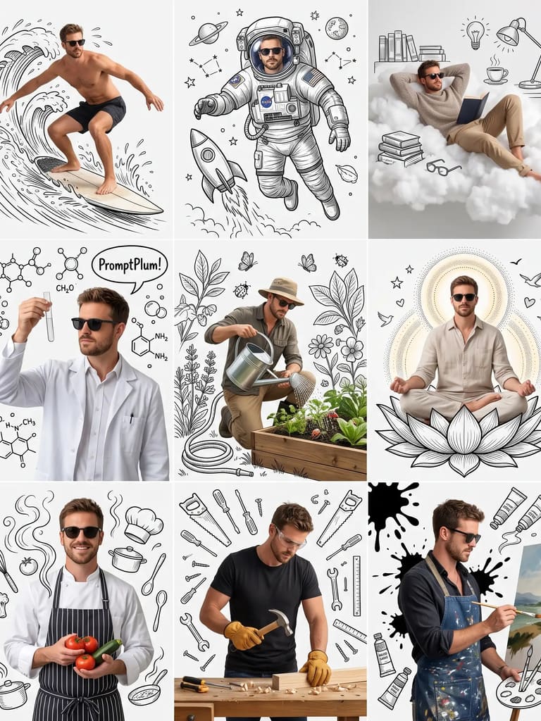 Man Doodle Line Art Collage (Variation 3)