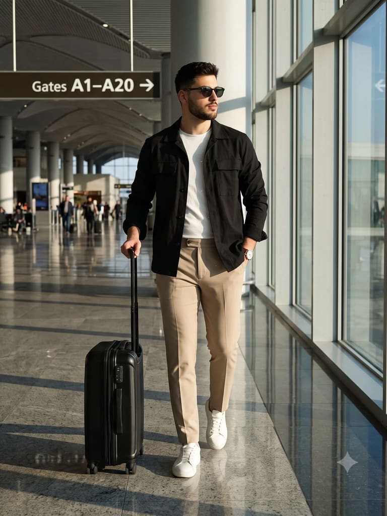 Man Walking with Luggage in Airport Terminal Portrait (Variation 2)