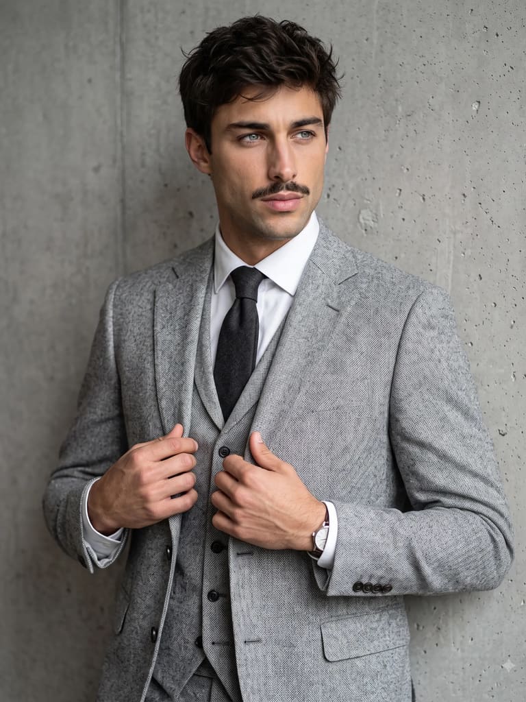 Grey Suit Aesthetic Editorial Photography (Variation 2)