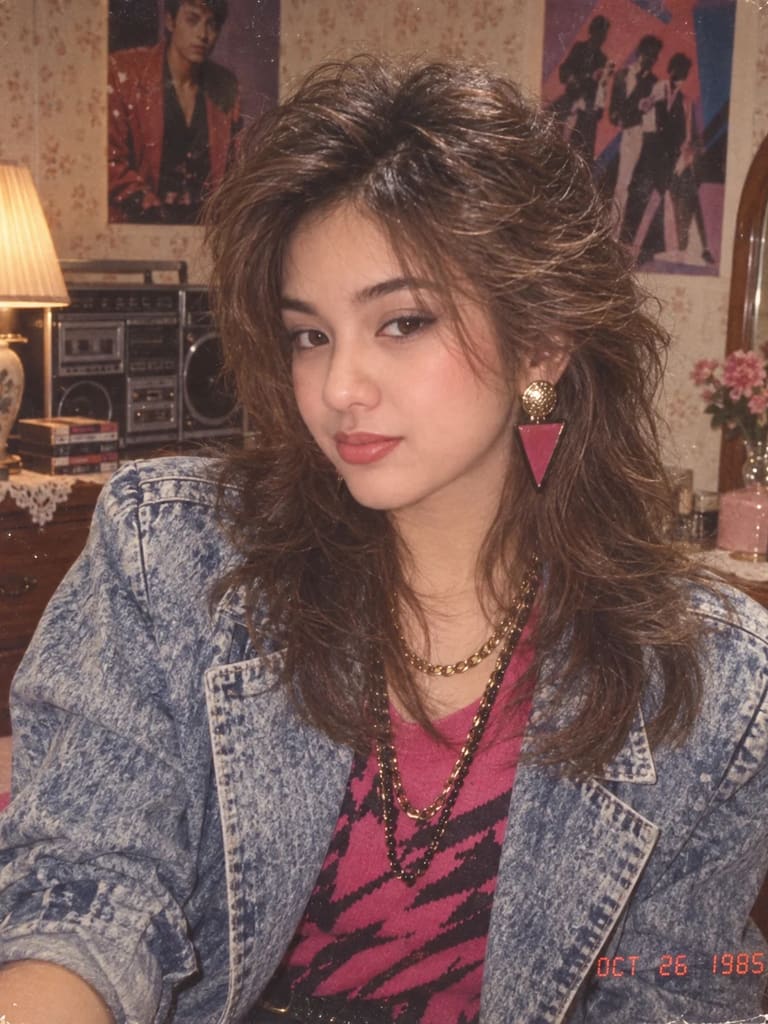 1980s Retro AI Photo Trend Girl Aesthetic Portrait (Variation 4)