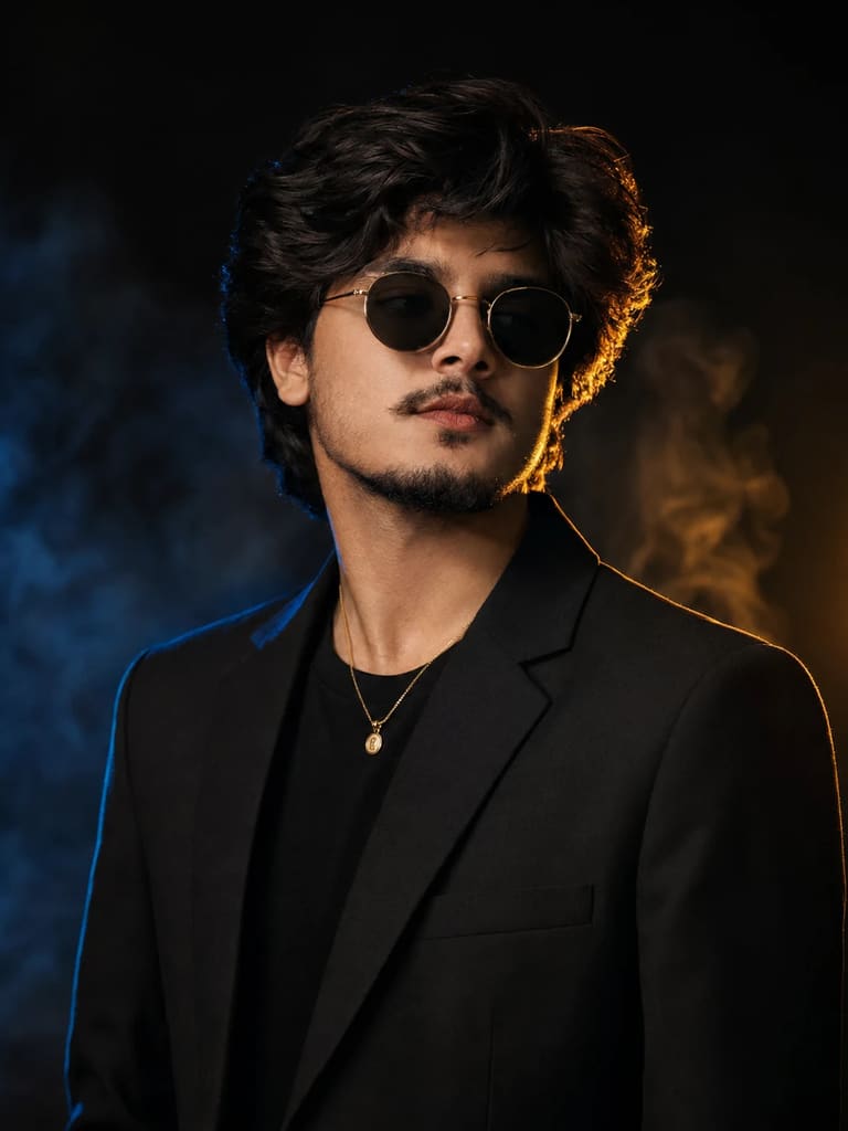 Cinematic Dual Tone Split Lighting Male Portrait (Variation 3)