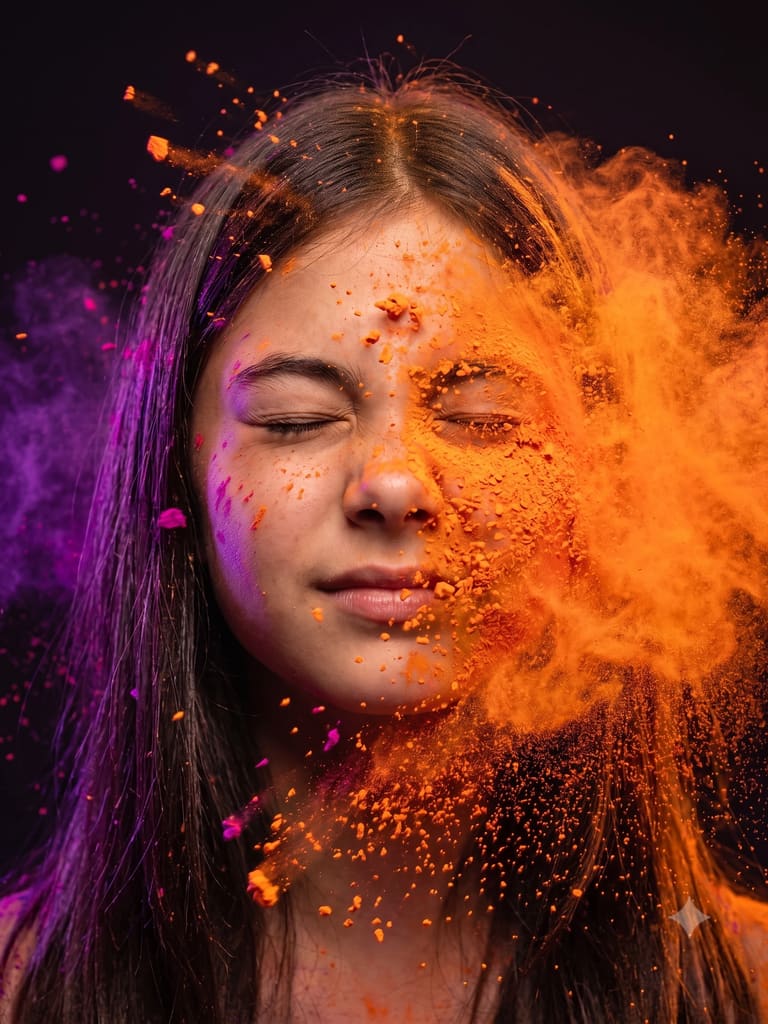 High-speed Powder Explosion Portrait (Variation 2)