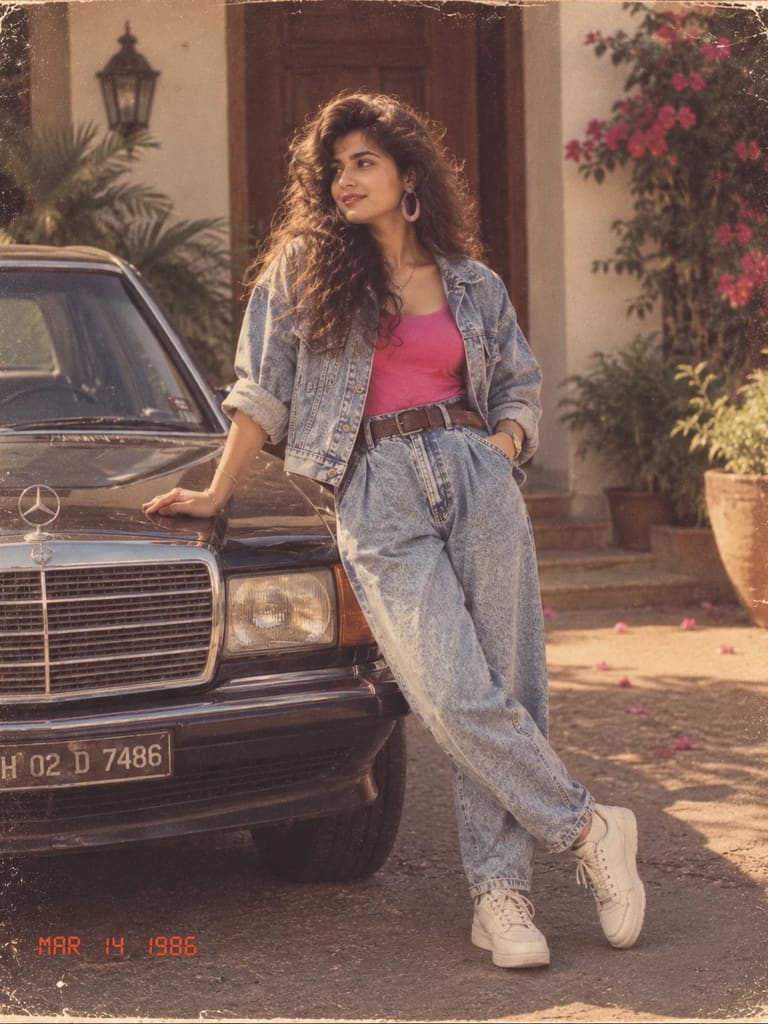 80s Women's Vintage Car Portrait (Variation 1)