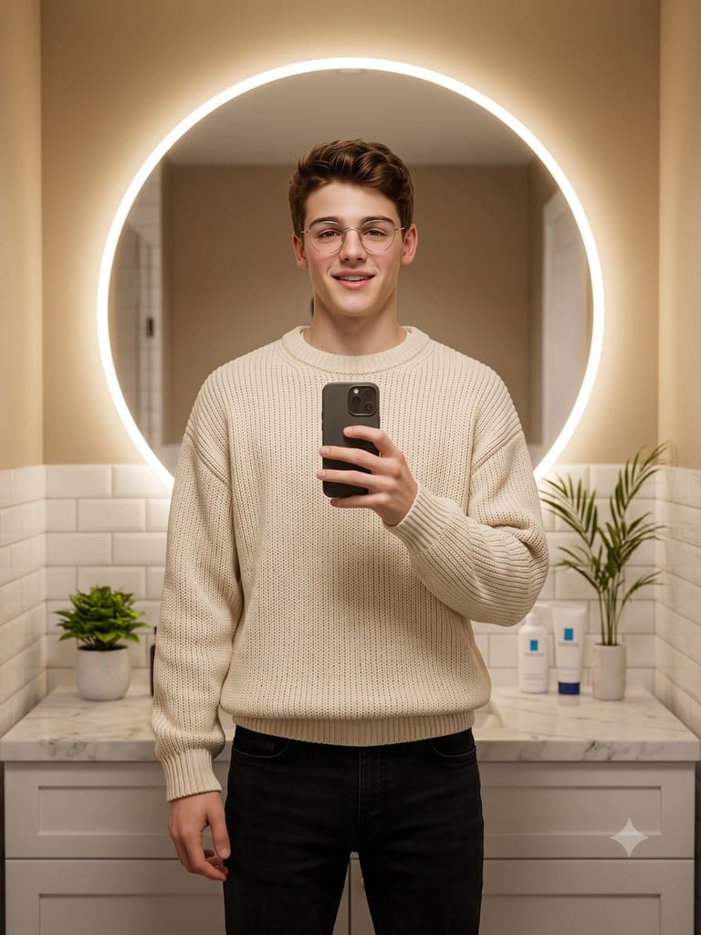 Modern Bathroom Mirror Selfie