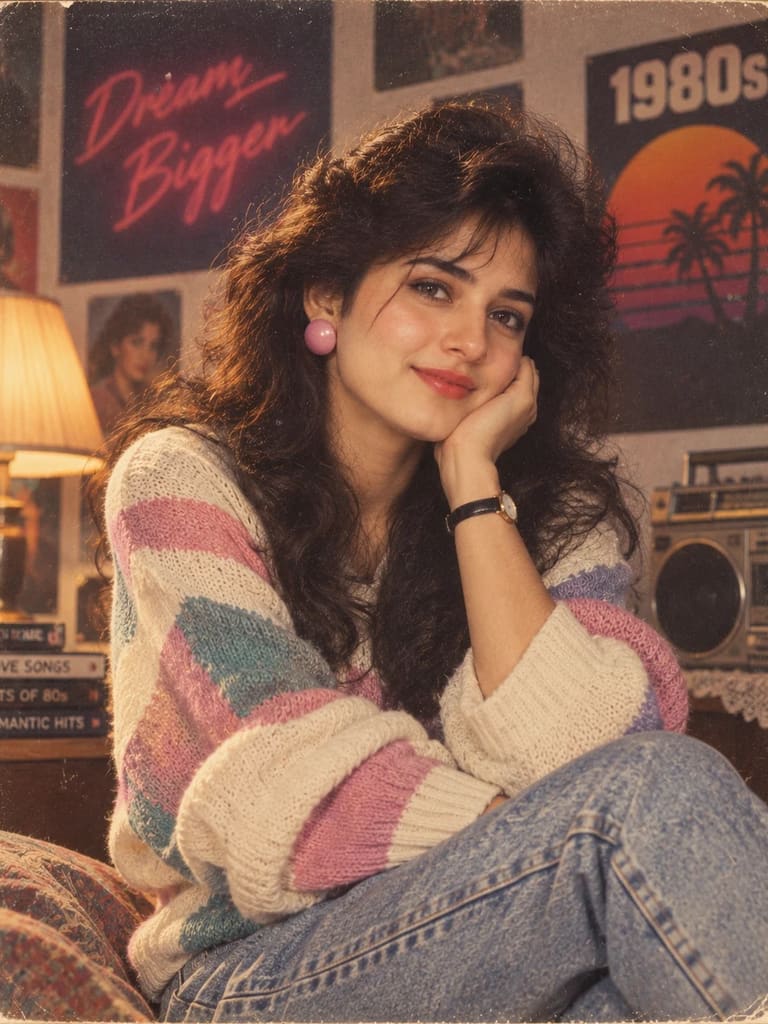 Nostalgic 1980s Bedroom Portrait Prompt